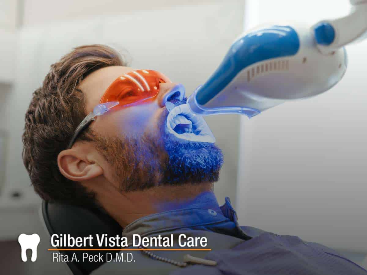 Man receiving professional Teeth Whitening treatment at Gilbert Vista Dental Care